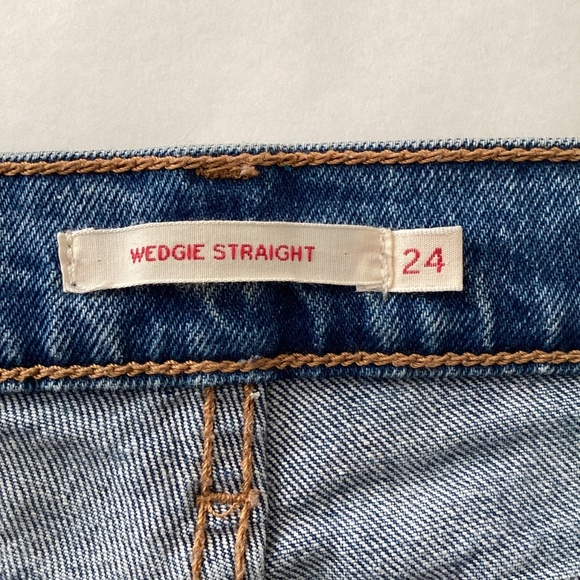 Levi’s Wedge Straight Jeans 24 Custom paint splatter Armadillo Dinosaur Patches - Picture 9 of 16